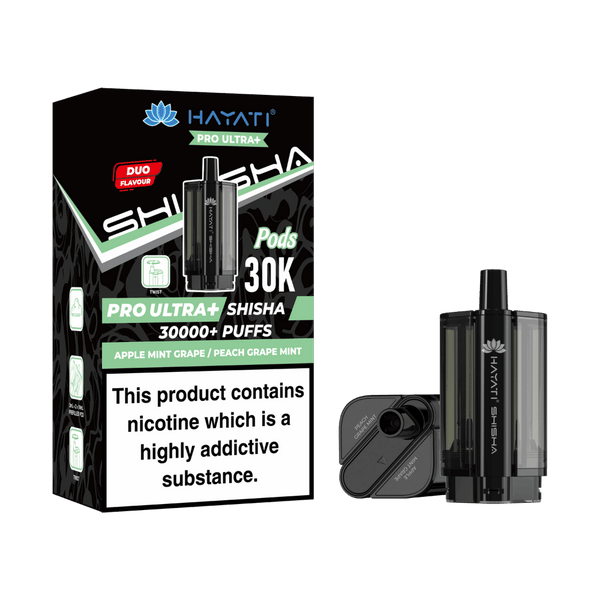 Hayati Pro Ultra Plus Shisha 30000 Prefilled Pods Grape & Mint / Blueberry & Mint