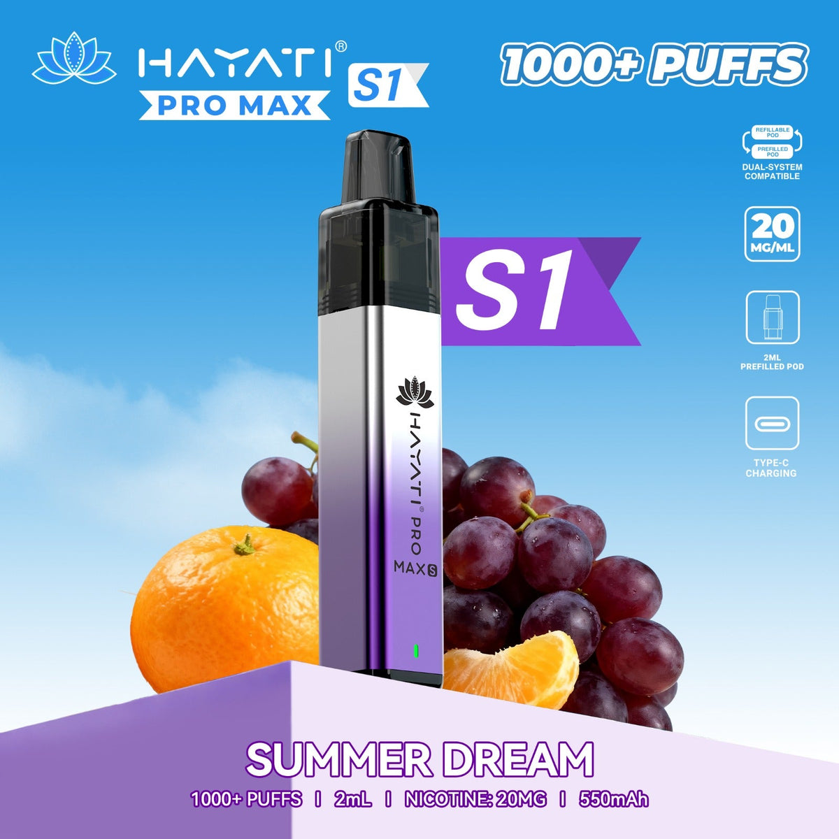 Hayati Pro Max S1 1000 Plus Prefilled Pod Kit