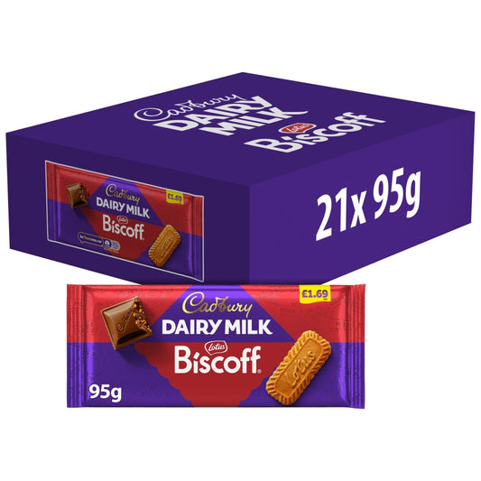 CADBURY DAIRY MILK BISCOFF PMP £1.95 21x95G