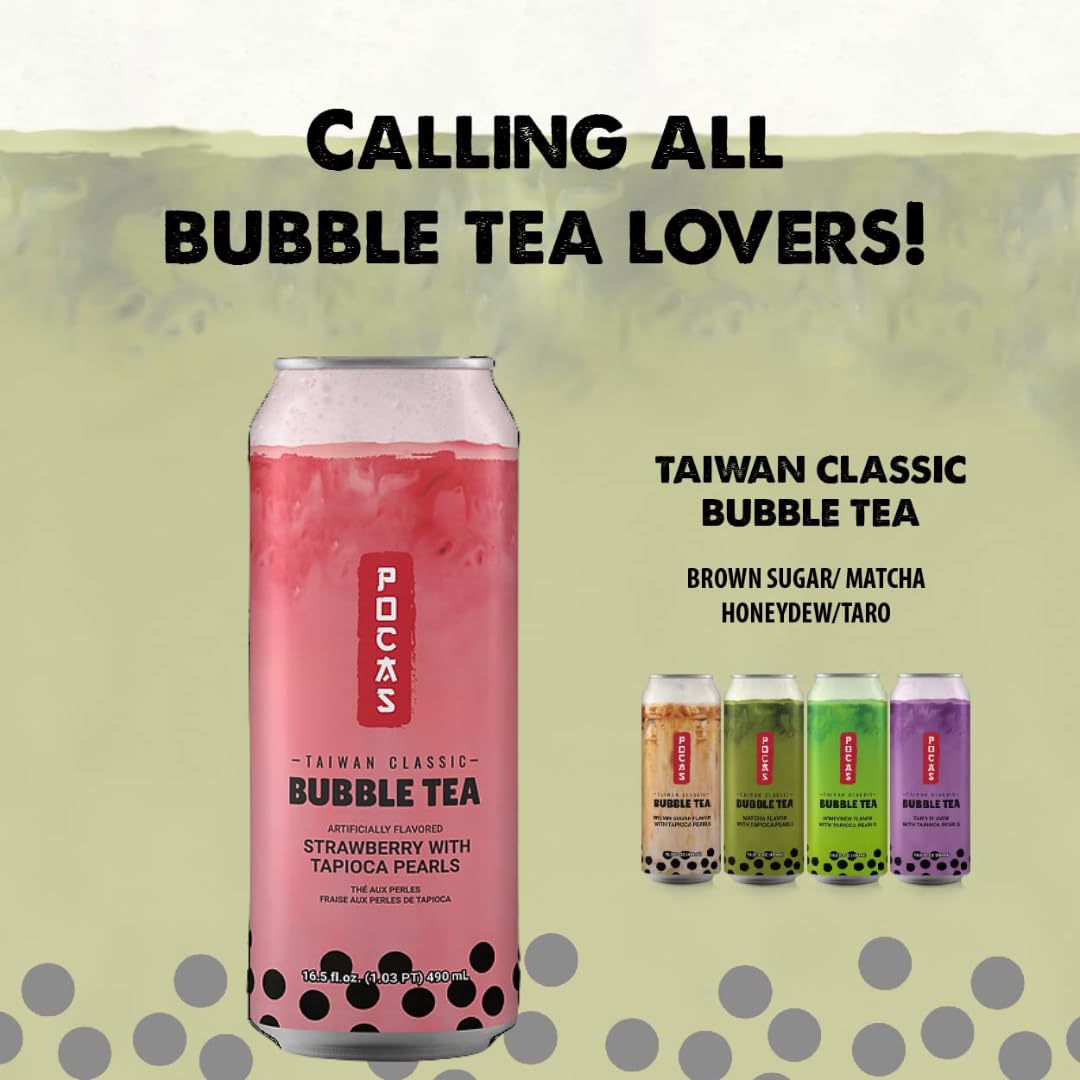 Pocas Bubble Tea Strawberry [24x490ml] - NPM