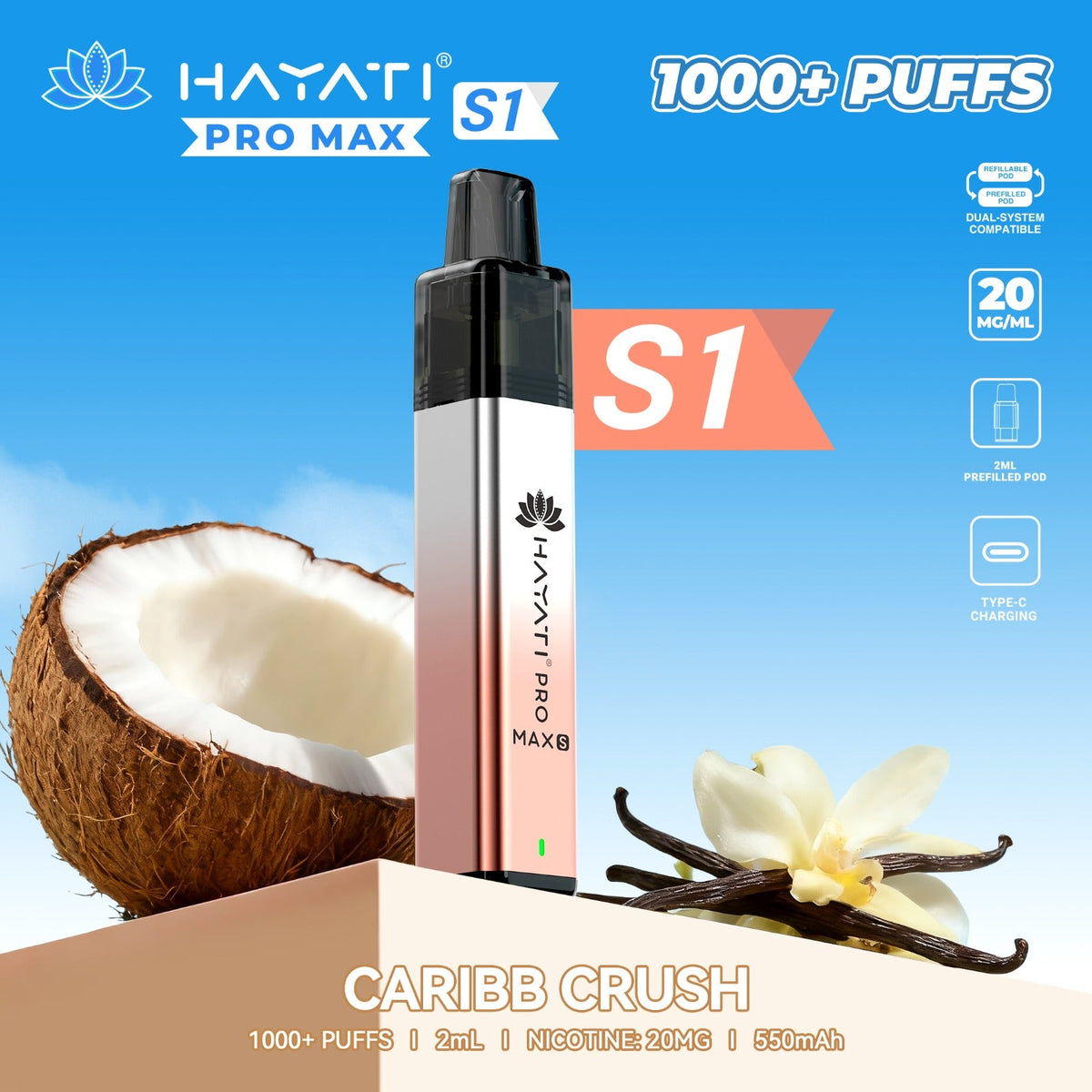 Hayati Pro Max S1 1000 Plus Prefilled Pod Kit