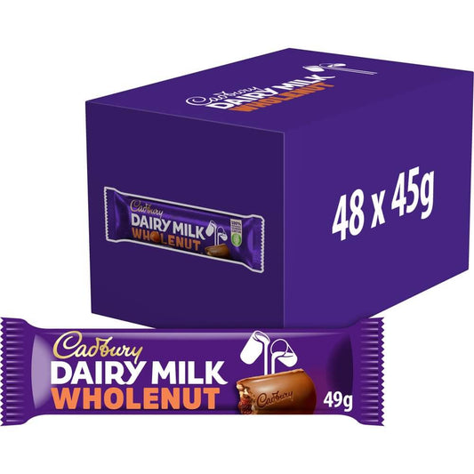 Cadbury Dairy Milk Wholenut bars (48 x 45g)