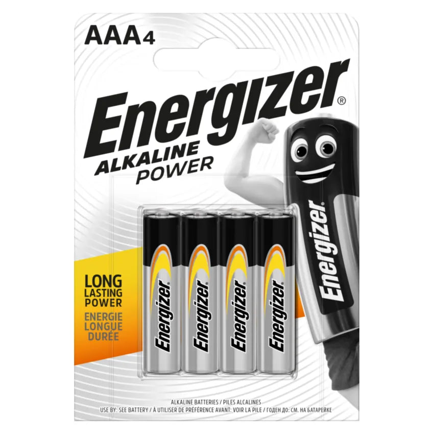 Energizer Alkaline Power AAA Batteries 4 Pack