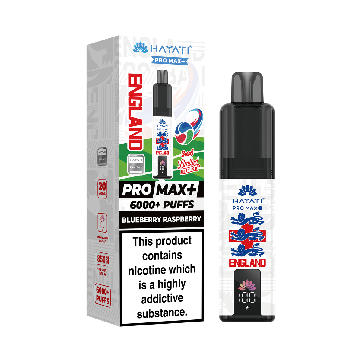 Hayati Pro Max+ 6K World Cup Edition - England Vape Kit 20mg