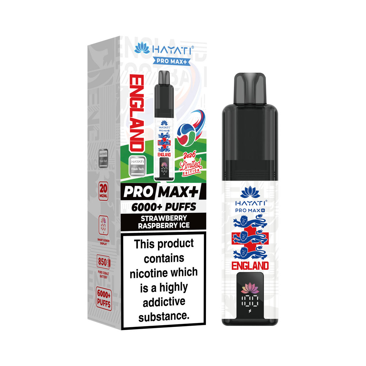 Hayati Pro Max+ 6K World Cup Edition - England Vape Kit 20mg