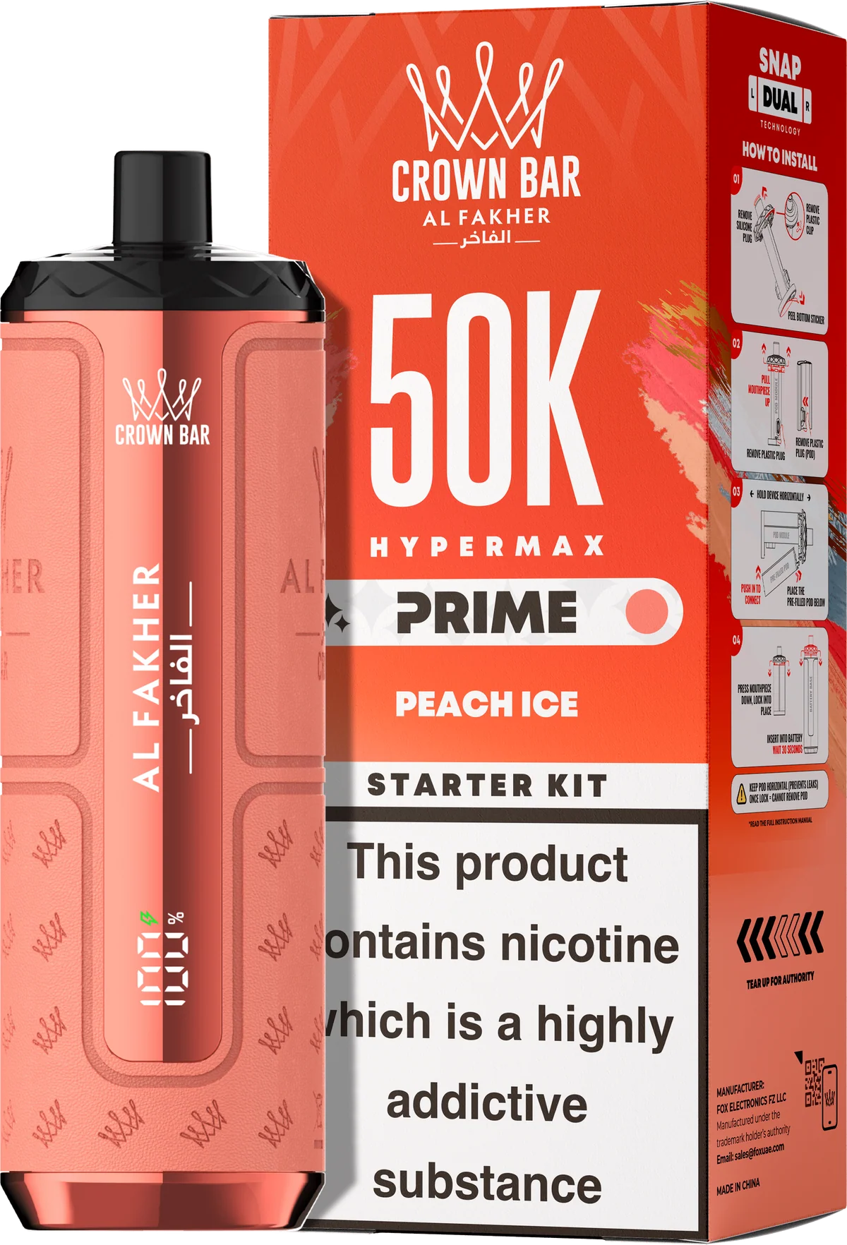 Al Fakher 50K Peach Ice Hypermax Prime Prefilled Pod Kit