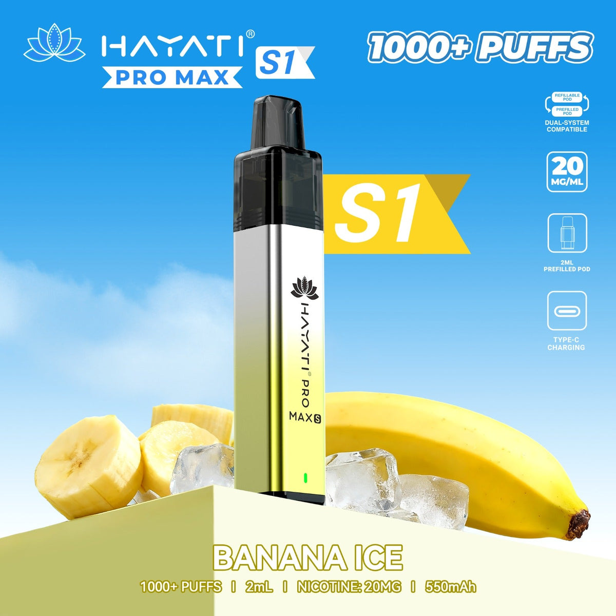 Hayati Pro Max S1 1000 Plus Prefilled Pod Kit
