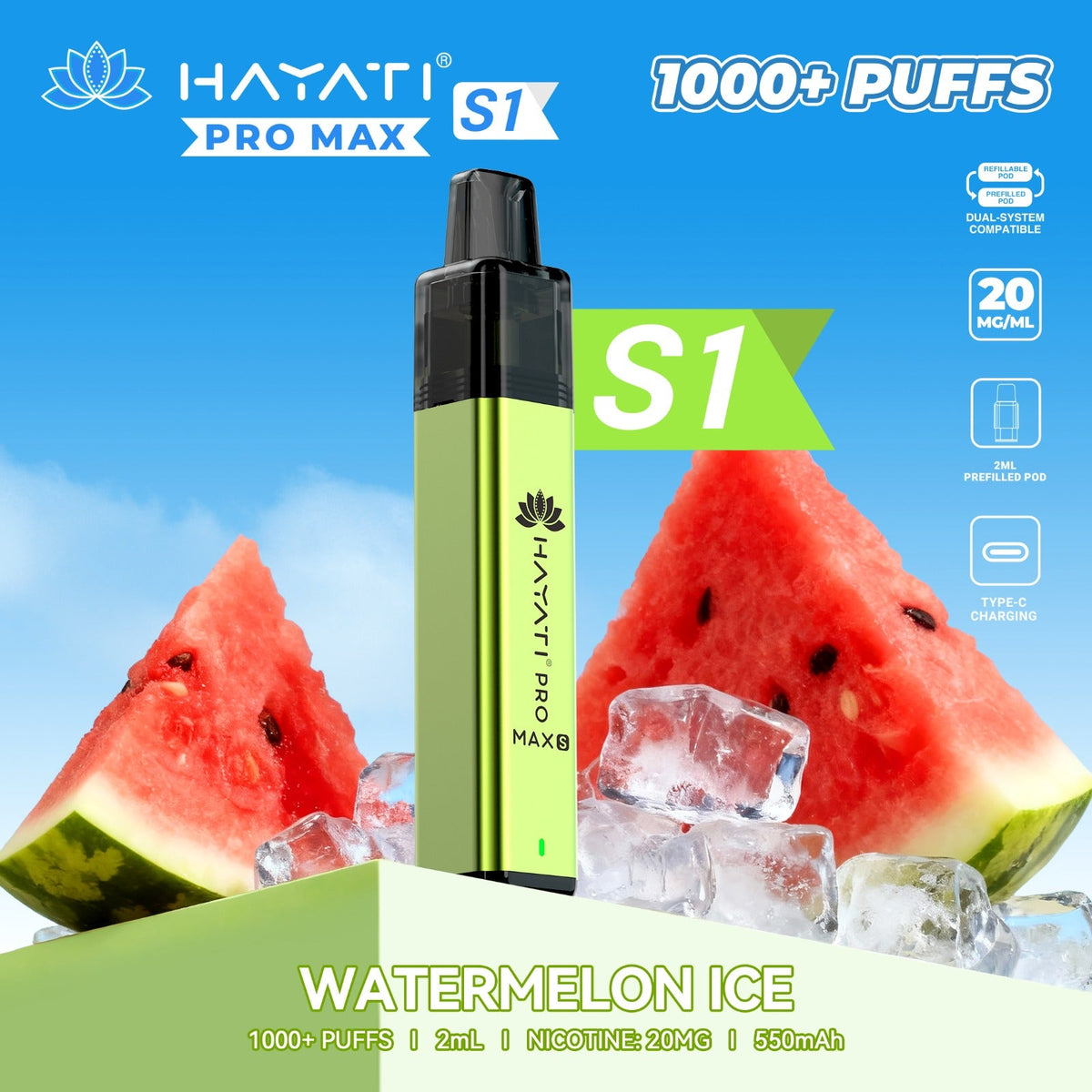 Hayati Pro Max S1 1000 Plus Prefilled Pod Kit