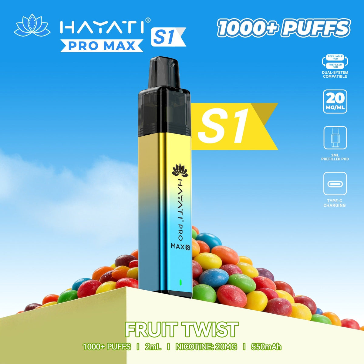 Hayati Pro Max S1 1000 Plus Prefilled Pod Kit