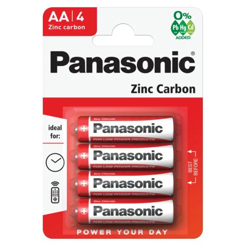 Panasonic Zinc Carbon AA Batteries 4 Pack