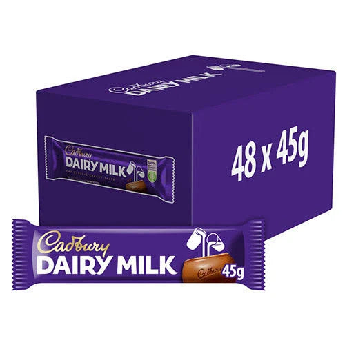 Cadbury Dairy Milk standard bars (48 x 45g)