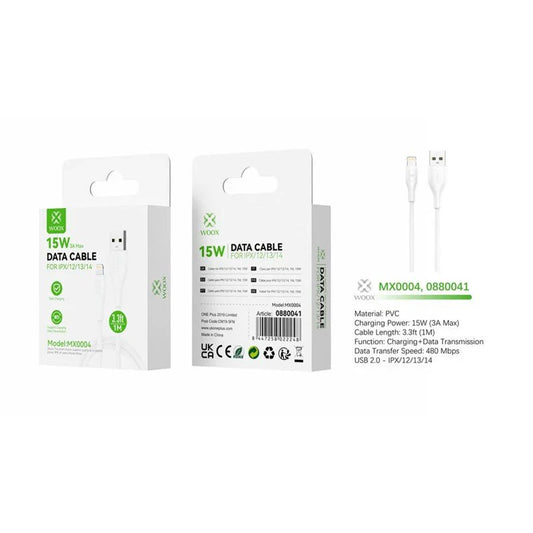 WOOX MX0004 USB TO LIGHTNING PVC DATACABLE [12 pcs]